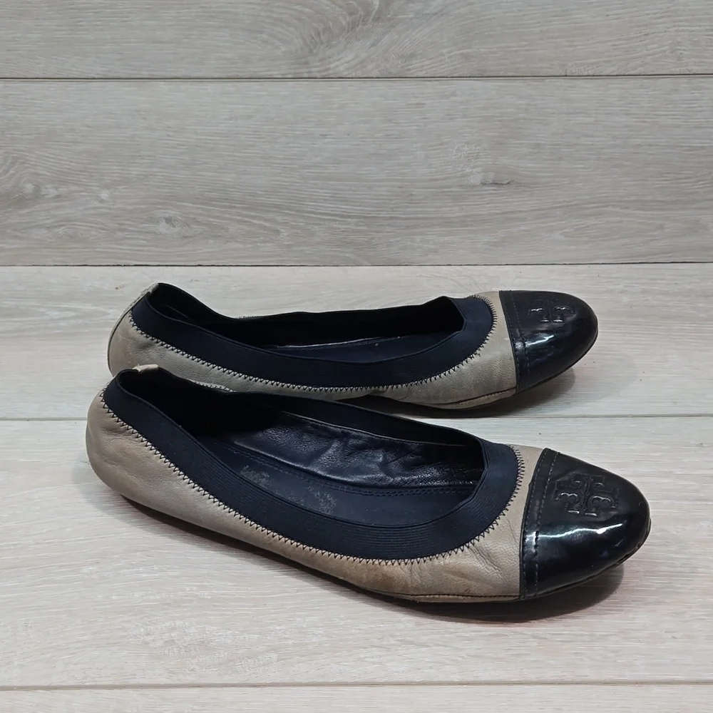 Tory Burch Womens Leather Carrie Ballet Flats shoes sz 10M